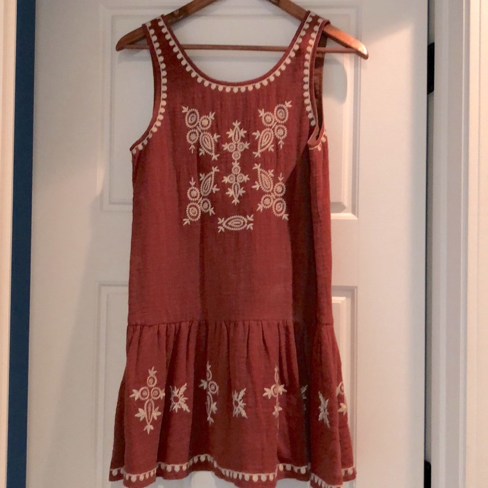 THML linen embroidered dress